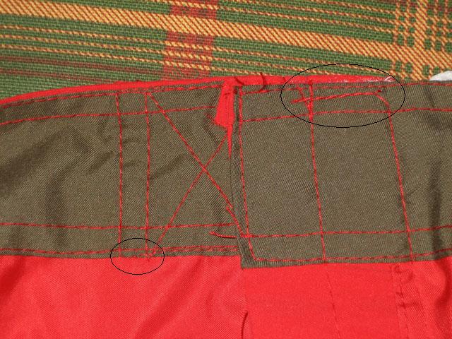 Stitching: very untidy and ugly.