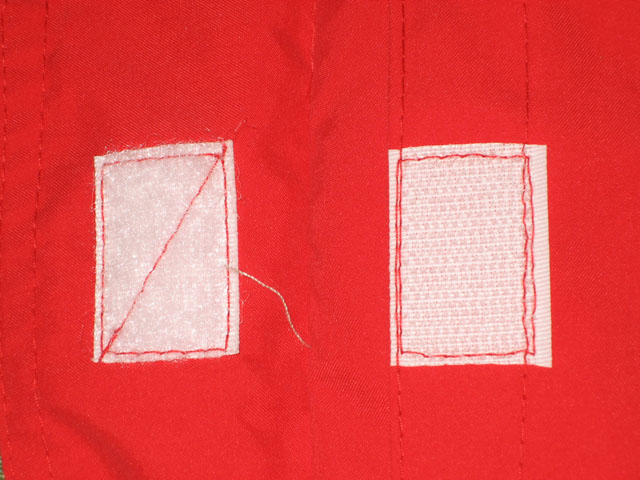 inconstancies 1: velcro stitching.