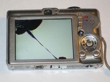 Canon IXUS 55 / IXY 60 / SD450 with cracked LCD screen