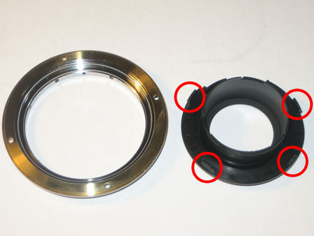 Inner black ring and outer metal ring, clips visible