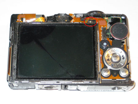 Remove the screw which holds the LCD screen in place