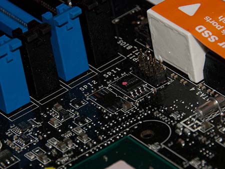 The BIOS chip B removed from the PCB